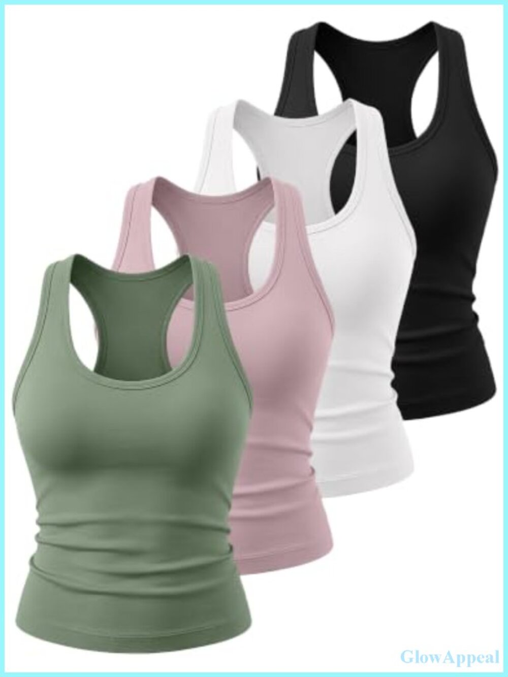 HOPLYNN 4 Pack Racerback Workout Tank Top Fitted Sleeveless Athletic Top